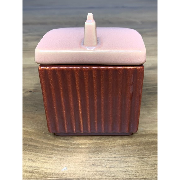 Franciscan Ware CA Art Deco Vtg Lidded Condiment Jar Set Coral/Sand - Picture 9 of 11